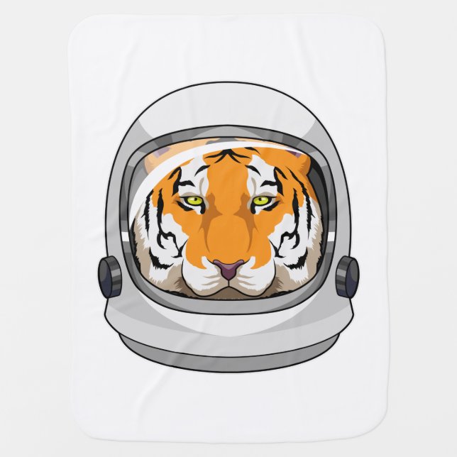 Tiger as Astronaut with Helmet Baby Blanket (Front)
