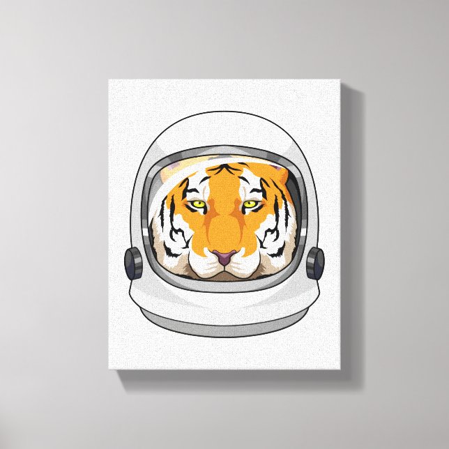 Tiger as Astronaut with Helmet Canvas Print (Front)