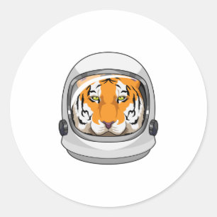Tiger as Astronaut with Helmet Classic Round Sticker