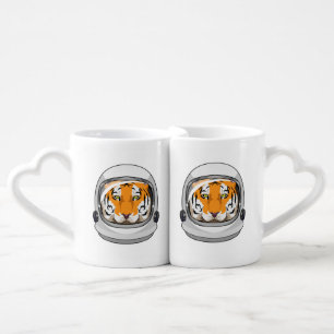 Tiger as Astronaut with Helmet Coffee Mug Set