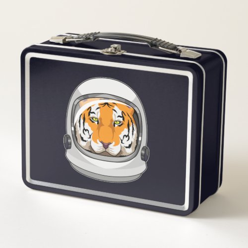 Tiger as Astronaut with Helmet Metal Lunch Box