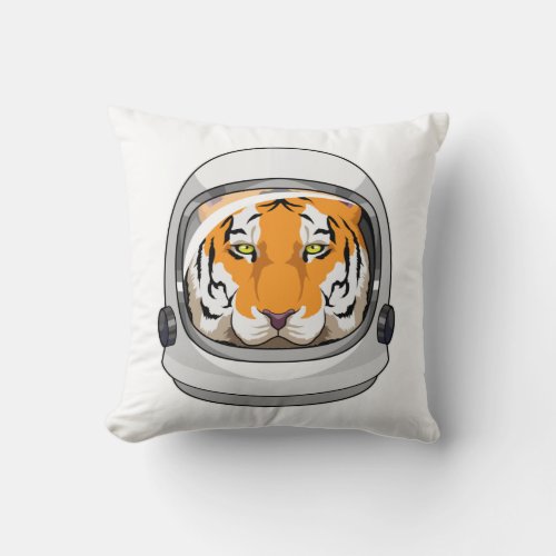 Tiger as Astronaut with Helmet Throw Pillow