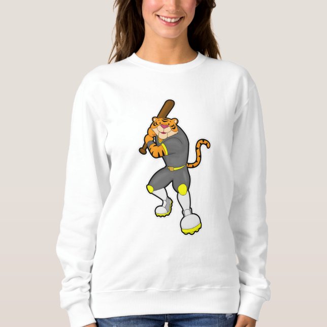 Tiger as Baseball player with Baseball bat Sweatshirt (Front)