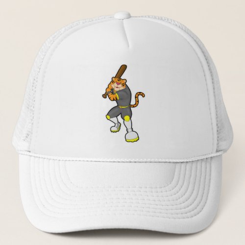 Tiger as Baseball player with Baseball bat Trucker Hat