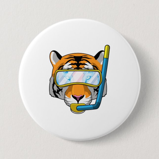 Tiger as Diver with Snorkel Button (Front)