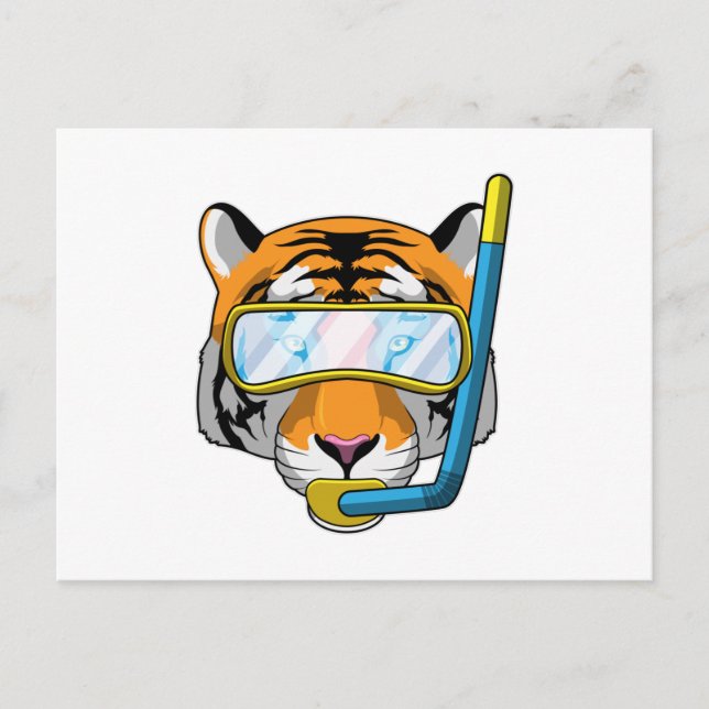 Tiger as Diver with Snorkel Postcard (Front)