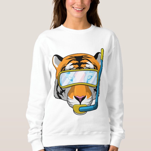Tiger as Diver with Snorkel Sweatshirt (Front)