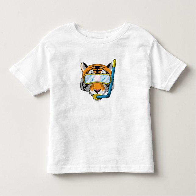 Tiger as Diver with Snorkel Toddler T-shirt (Front)