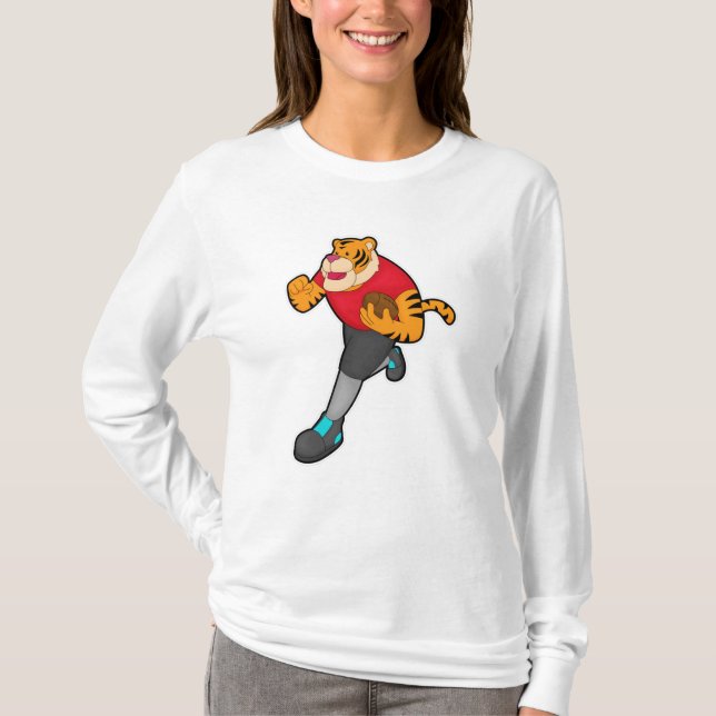 Tiger as Football player with Football T-Shirt (Front)
