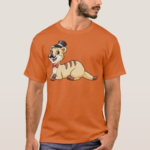 Tiger as groom with bow and cylinder T_Shirt