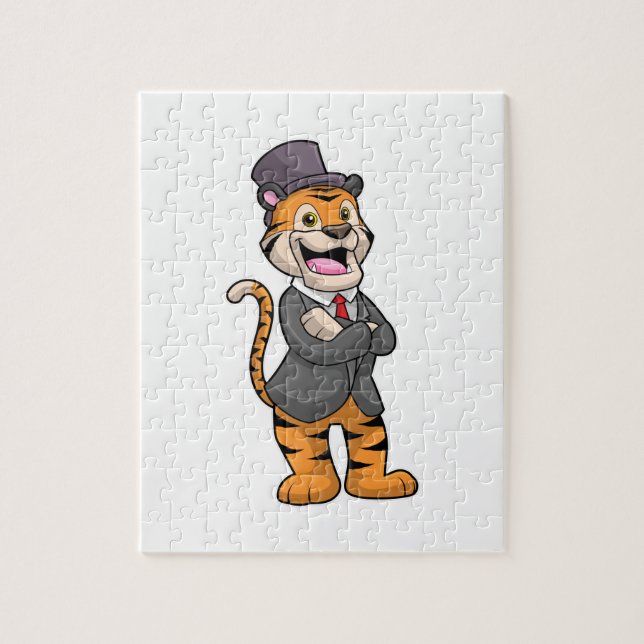 Tiger as Groom with Jacket & Hat Jigsaw Puzzle (Vertical)