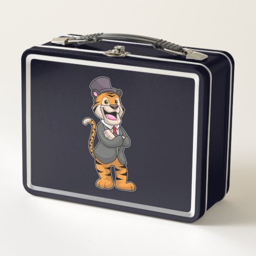 Tiger as Groom with Jacket  Hat Metal Lunch Box