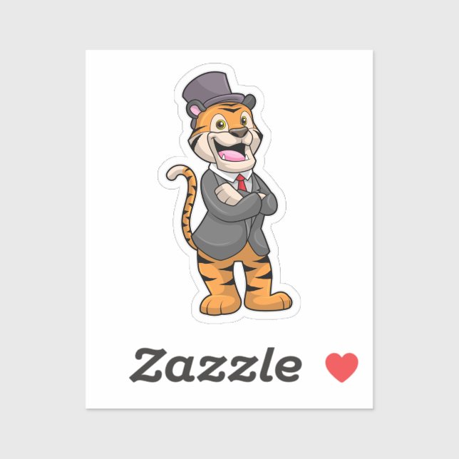 Tiger as Groom with Jacket & Hat Sticker (Sheet)