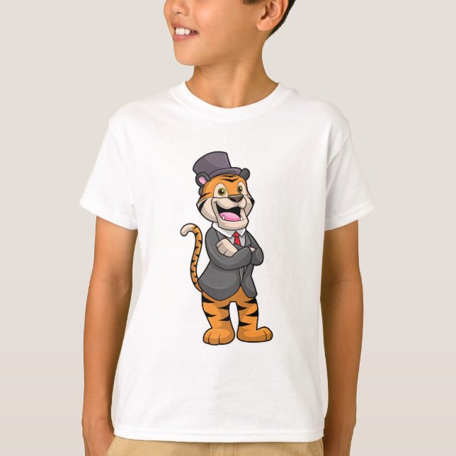 Tiger as Groom with Jacket & Hat T-Shirt (Front)