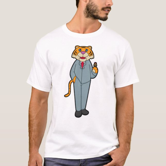 Tiger as Groom with Wedding ring T-Shirt (Front)