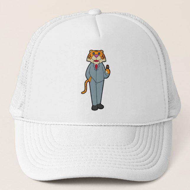 Tiger as Groom with Wedding ring Trucker Hat (Front)