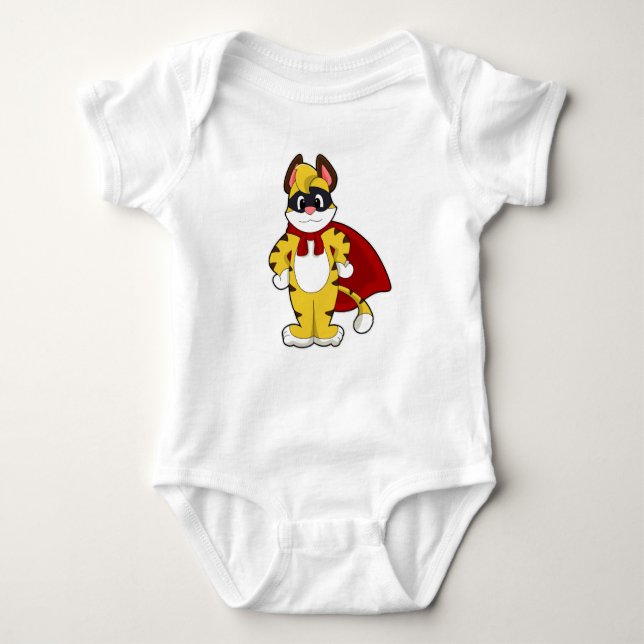 Tiger as Hero with Mask & Cape Baby Bodysuit (Front)