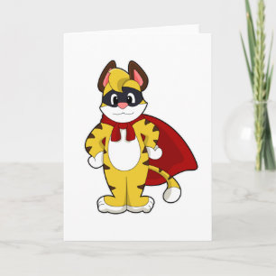 Tiger as Hero with Mask & Cape Card