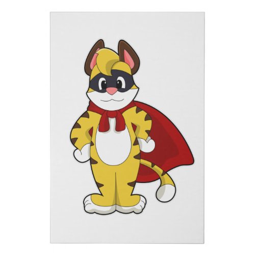 Tiger as Hero with Mask  Cape Faux Canvas Print