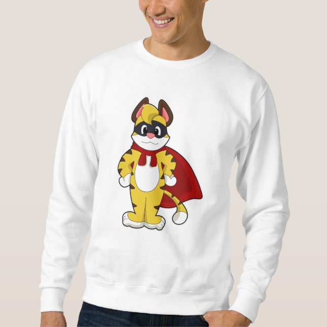 Tiger as Hero with Mask & Cape Sweatshirt (Front)