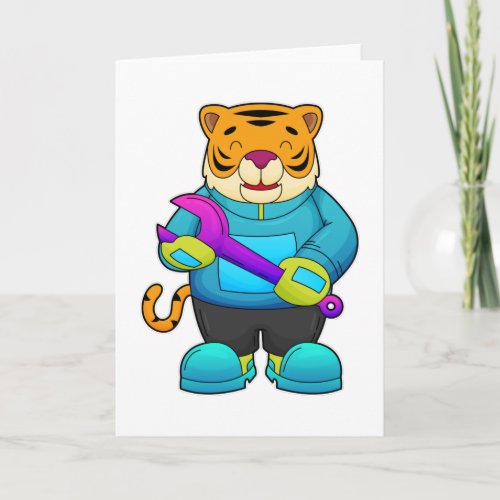 Tiger as Mechanic with Wrench Card