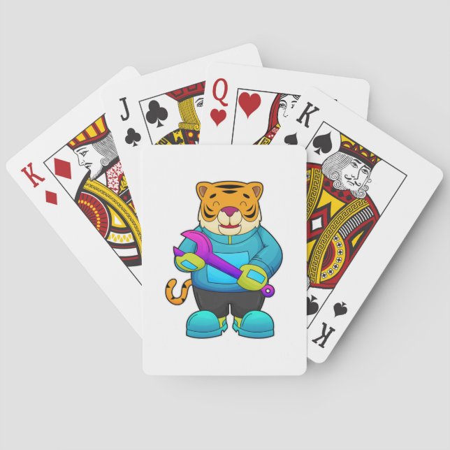 Tiger as Mechanic with Wrench Poker Cards (Back)
