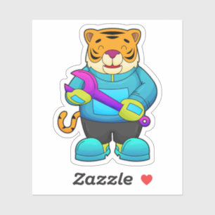 Tiger as Mechanic with Wrench Sticker