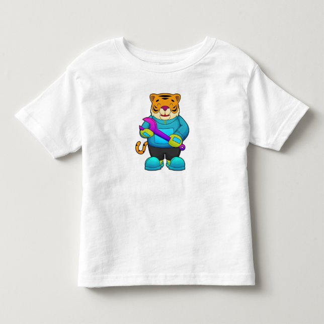 Tiger as Mechanic with Wrench Toddler T-shirt (Front)