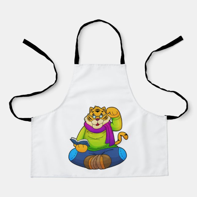 Tiger as Nerd with Book Apron (Front)