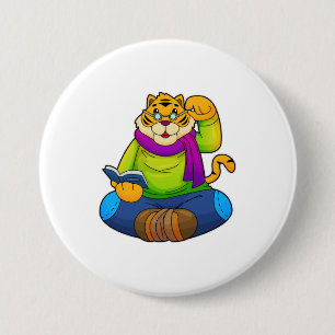 Tiger as Nerd with Book Button