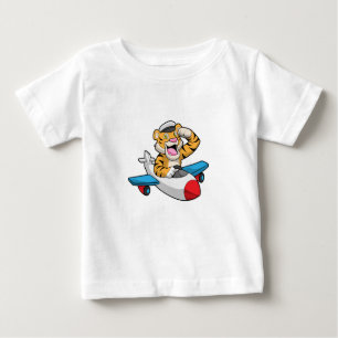 Tiger as Pilot in Plane Baby T-Shirt