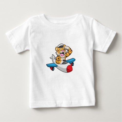 Tiger as Pilot in Plane Baby T_Shirt