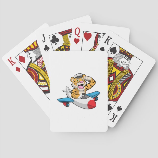 Tiger as Pilot in Plane Poker Cards (Back)