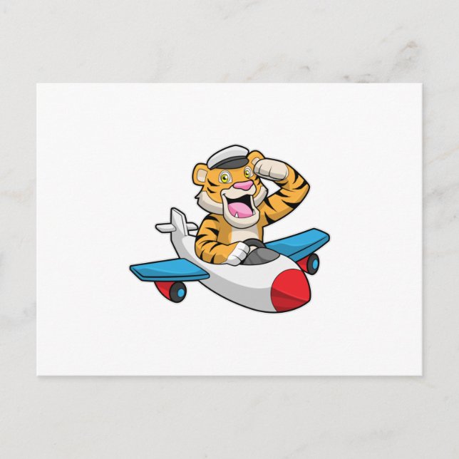 Tiger as Pilot in Plane Postcard (Front)