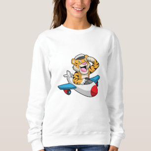 Tiger as Pilot in Plane Sweatshirt
