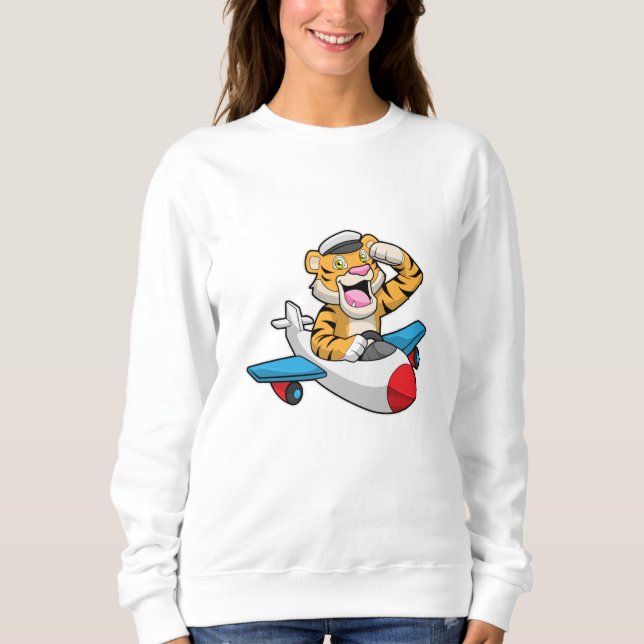 Tiger as Pilot in Plane Sweatshirt (Front)