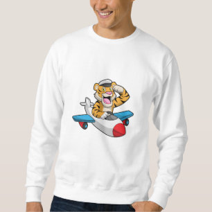 Tiger as Pilot in Plane Sweatshirt