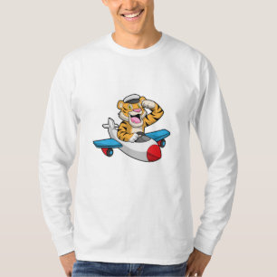 Tiger as Pilot in Plane T-Shirt