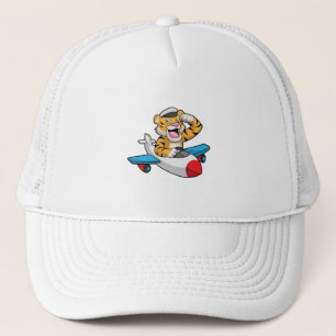 Tiger as Pilot in Plane Trucker Hat