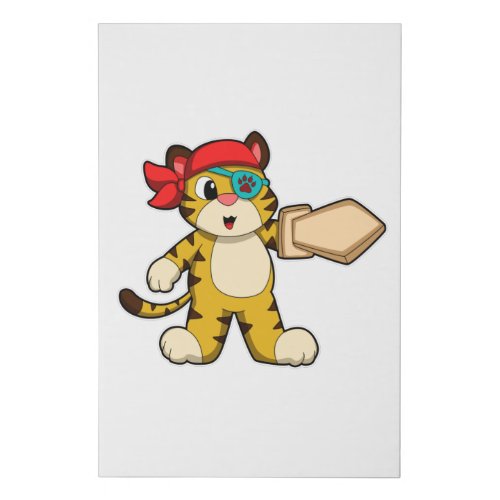 Tiger as Pirate with Eye patch  Sword Faux Canvas Print