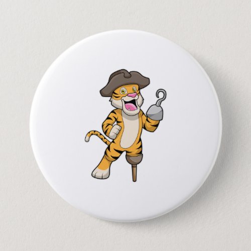 Tiger as Pirate with Wooden leg  Hooked hand Button