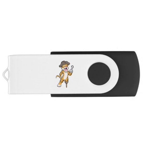 Tiger as Pirate with Wooden leg  Hooked hand Flash Drive