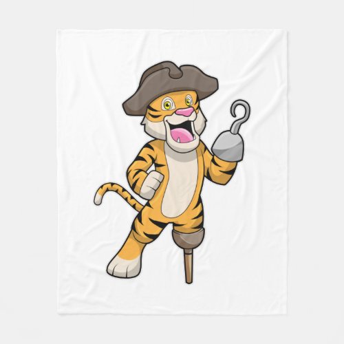 Tiger as Pirate with Wooden leg  Hooked hand Fleece Blanket