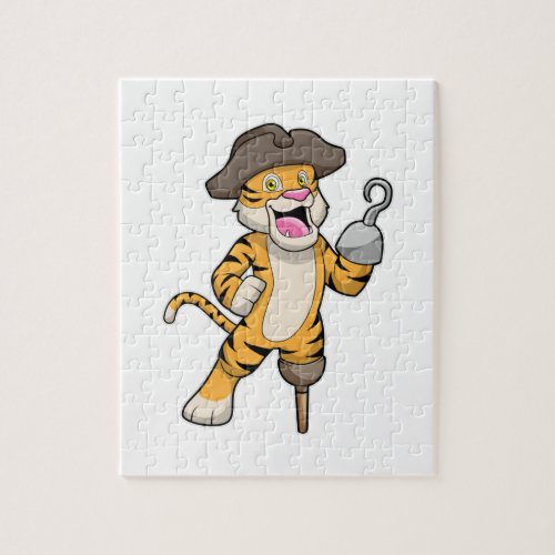 Tiger as Pirate with Wooden leg  Hooked hand Jigsaw Puzzle