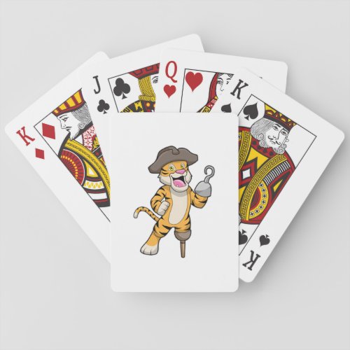 Tiger as Pirate with Wooden leg  Hooked hand Poker Cards