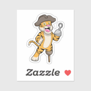 Tiger as Pirate with Wooden leg & Hooked hand Sticker