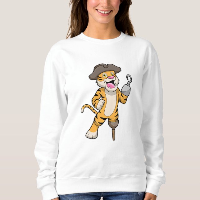 Tiger as Pirate with Wooden leg & Hooked hand Sweatshirt (Front)
