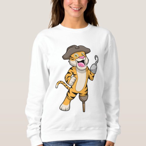 Tiger as Pirate with Wooden leg  Hooked hand Sweatshirt