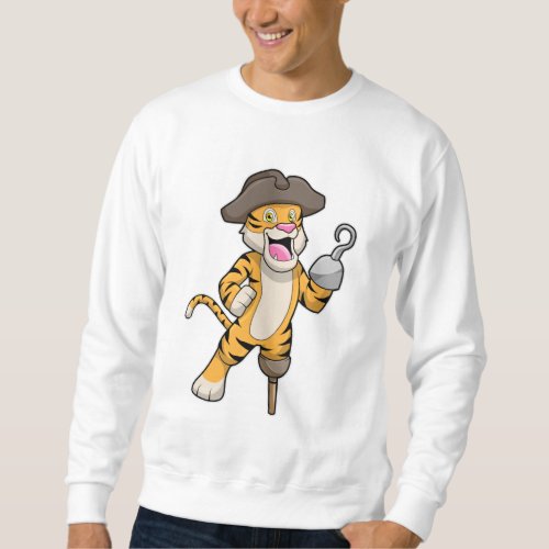 Tiger as Pirate with Wooden leg  Hooked hand Sweatshirt