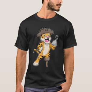 Tiger as Pirate with Wooden leg & Hooked hand T-Shirt